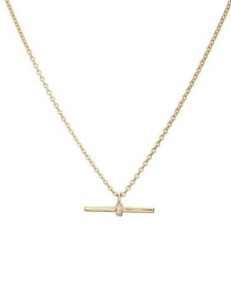 MARY K Gold Pave T-Bar Necklace