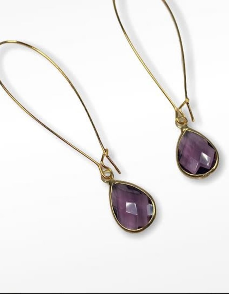 K KAJOUX Plum Deco Teardrop Long Earrings