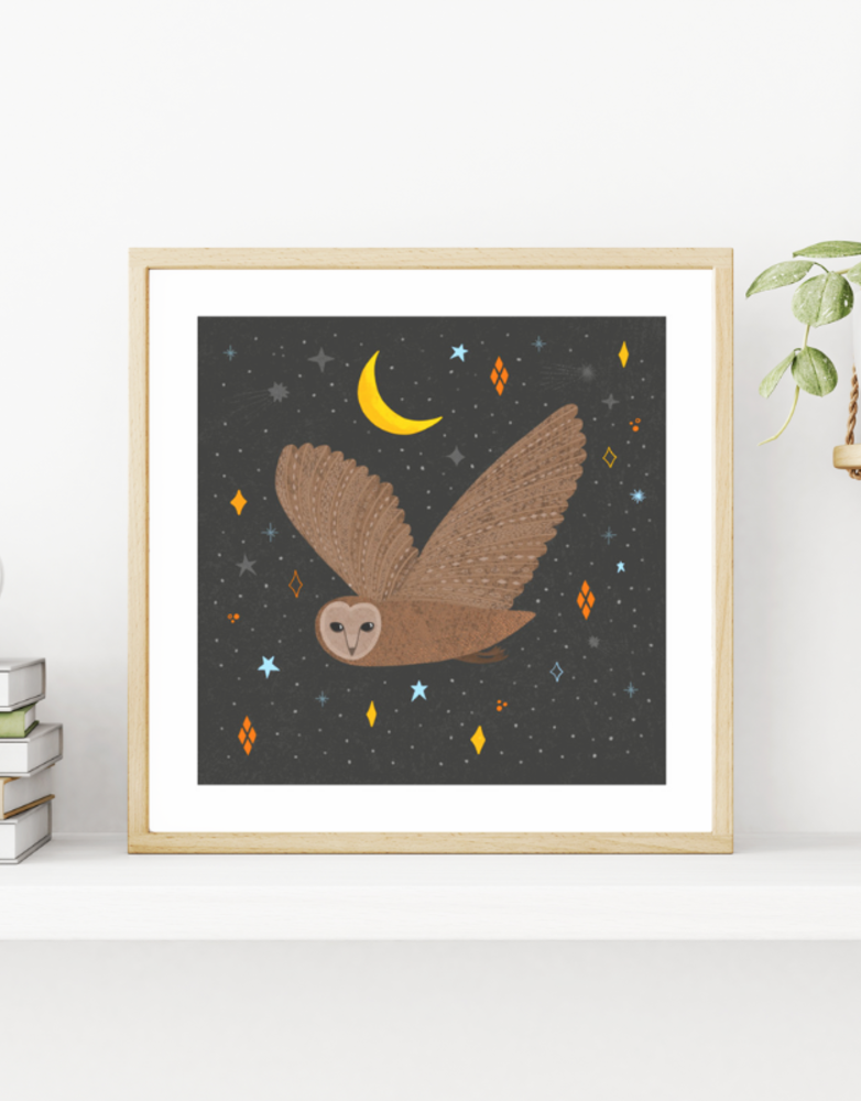 FLEUR AND MIMI Square Print - The Owl and The Moon