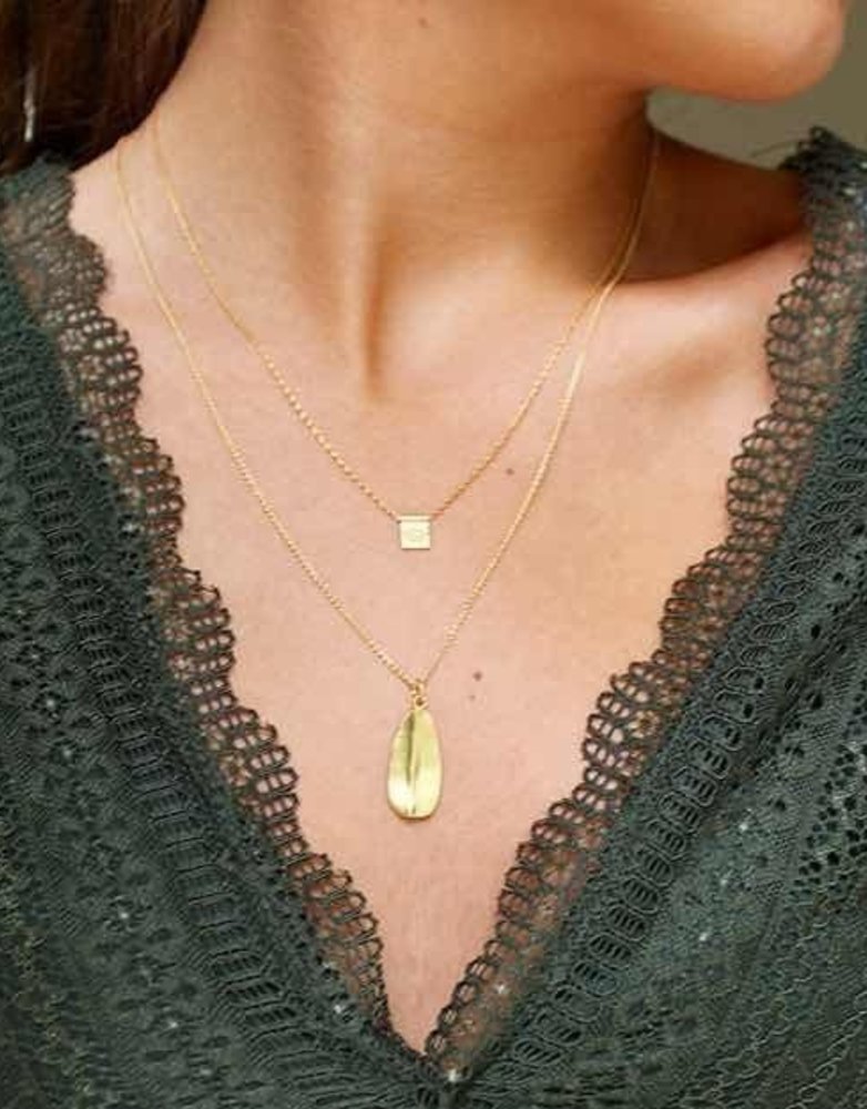 MARY K Brushed Gold Leaf Necklace