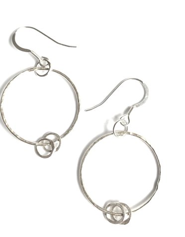 GHOST & BONESETTER Silver Drop Hoop Earrings