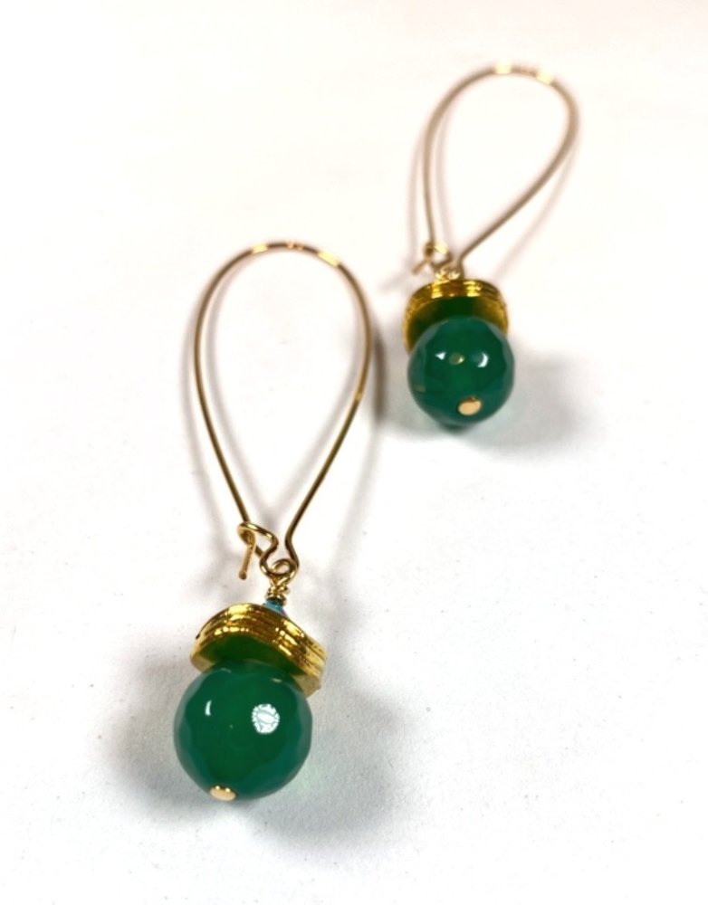 K KAJOUX Siam Green Long Earrings