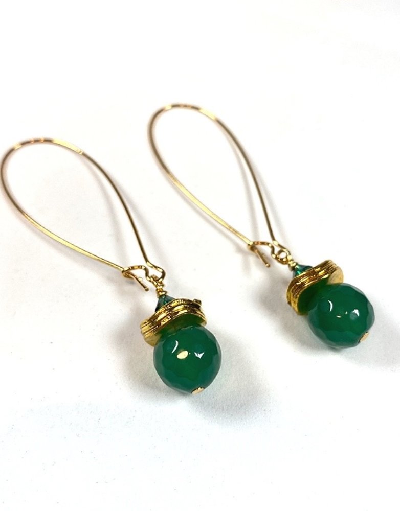 K KAJOUX Siam Green Long Earrings