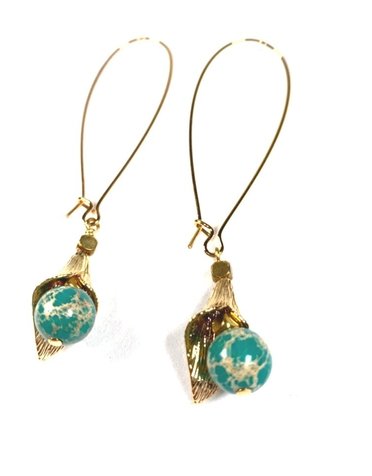K KAJOUX Apache Green Petal Long Earrings