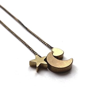 KAIKO STUDIO Delicate Heart, Moon and Star Necklace