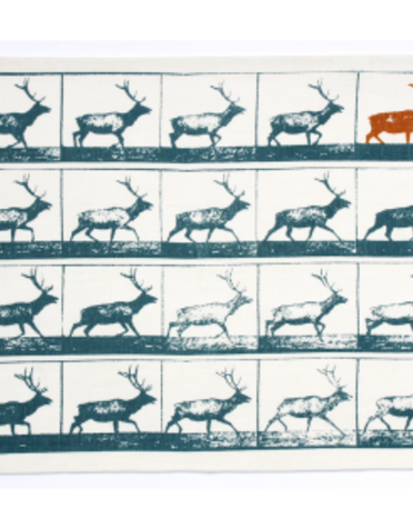 JUPITER RED Linen Tea Towel - Stags