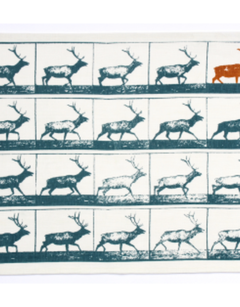 JUPITER RED Linen Tea Towel - Stags