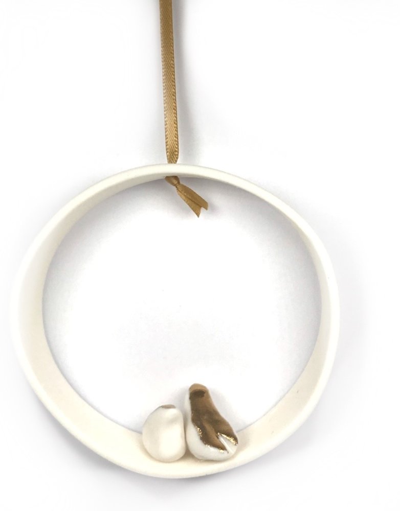 KARO ART Porcelain Hoop Ornament- Love Birds
