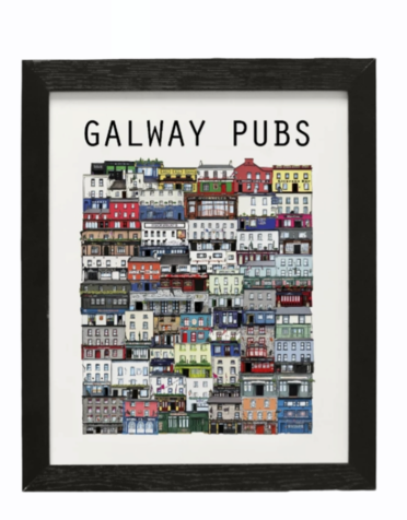 COWFIELD DESIGN Galway Pubs Print Small Framed