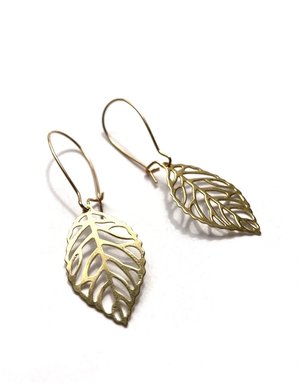 KAIKO STUDIO Delicate Brass Leaf Earrings