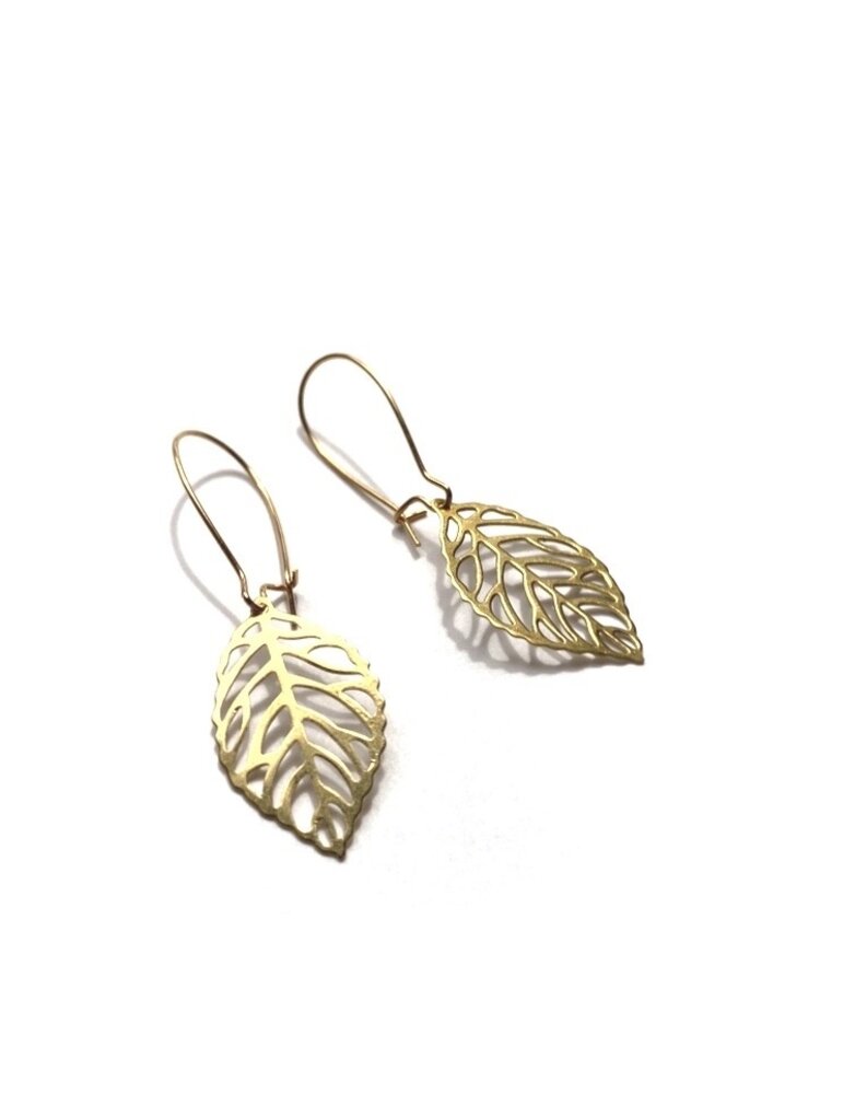 KAIKO STUDIO Delicate Brass Leaf Earrings