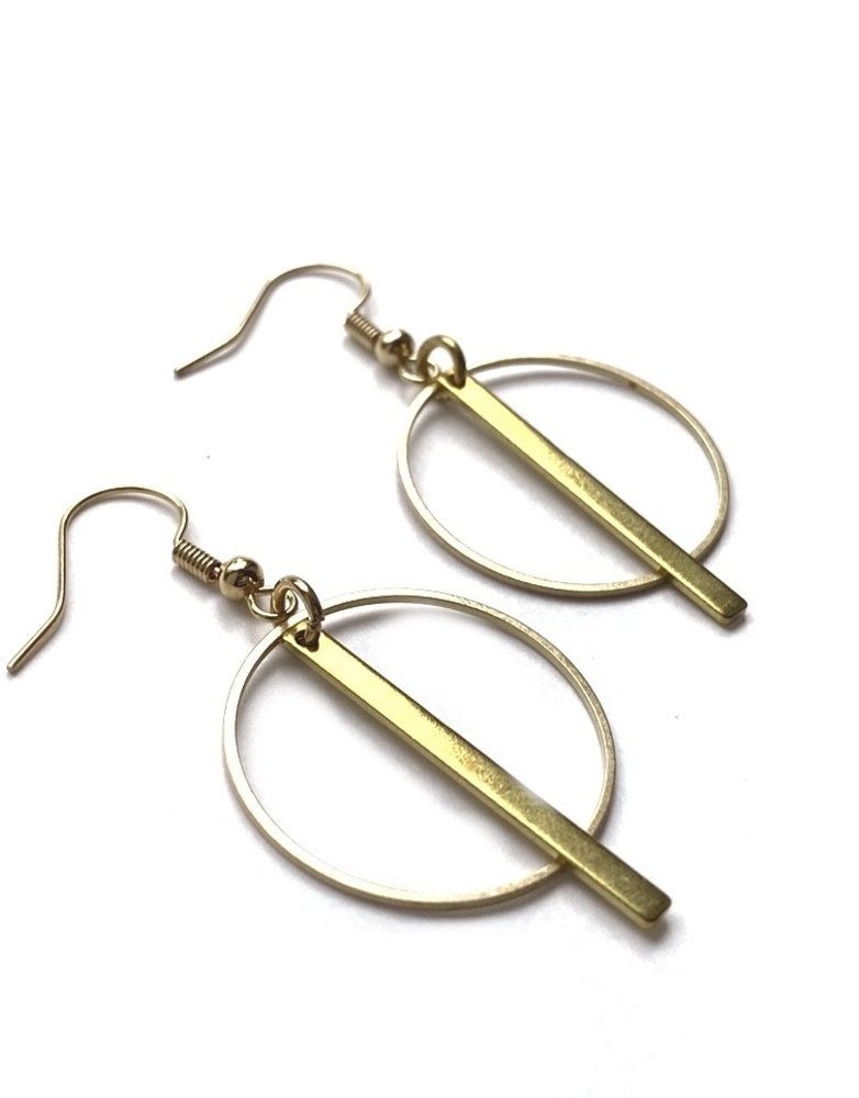 KAIKO STUDIO Geometric Circle and Bar Brass Small Earrings