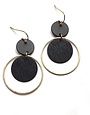 KAIKO STUDIO Black Statement Circle Brass Earrings