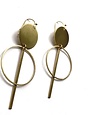 KAIKO STUDIO Geometric Double Circle and Bar Brass Earrings