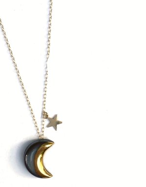 DANU Moon and Star Necklace - Black