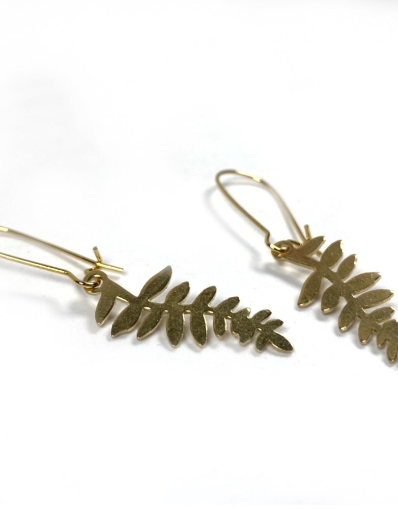 KAIKO STUDIO Delicate Brass Fern Earrings