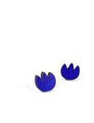 SHOCK OF GREY Wooden Tulip Stud Earrings - Blue