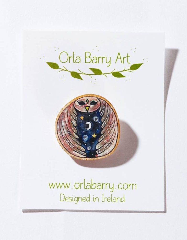 ORLA BARRY Wooden Brooch - Owl
