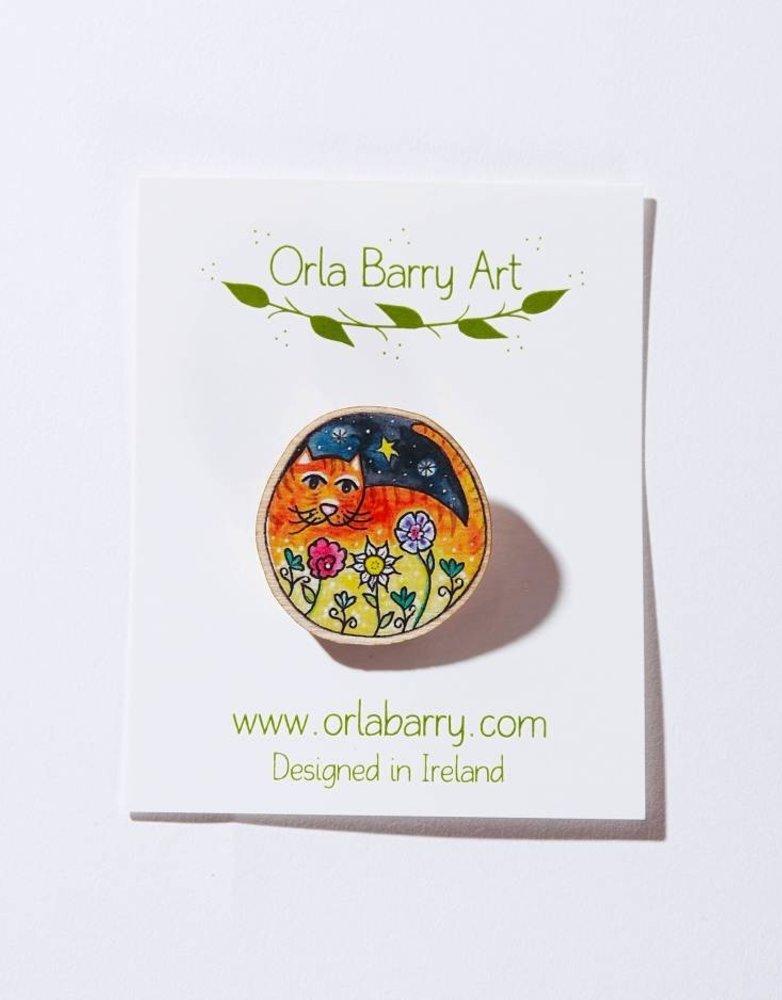 ORLA BARRY Wooden Brooch - Cat