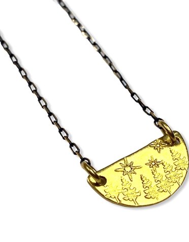 KAIKO STUDIO Hand Stamped Forest and Stars Brass Necklace