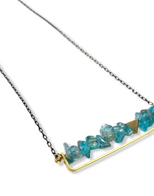KAIKO STUDIO Apatite Crystal Long Bar Brass Necklace