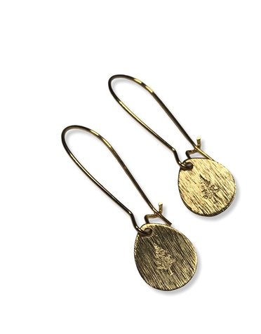 KAIKO STUDIO Hand Stamped Brass Tree Pear Drop Earrings