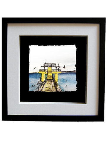 STEPHEN FARNAN STUDIO The Dive Porcelain  Sketch - Black Frame