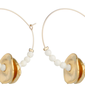 VIVIEN WALSH Beaded Disc Midi Hoop Earrings - Ivory