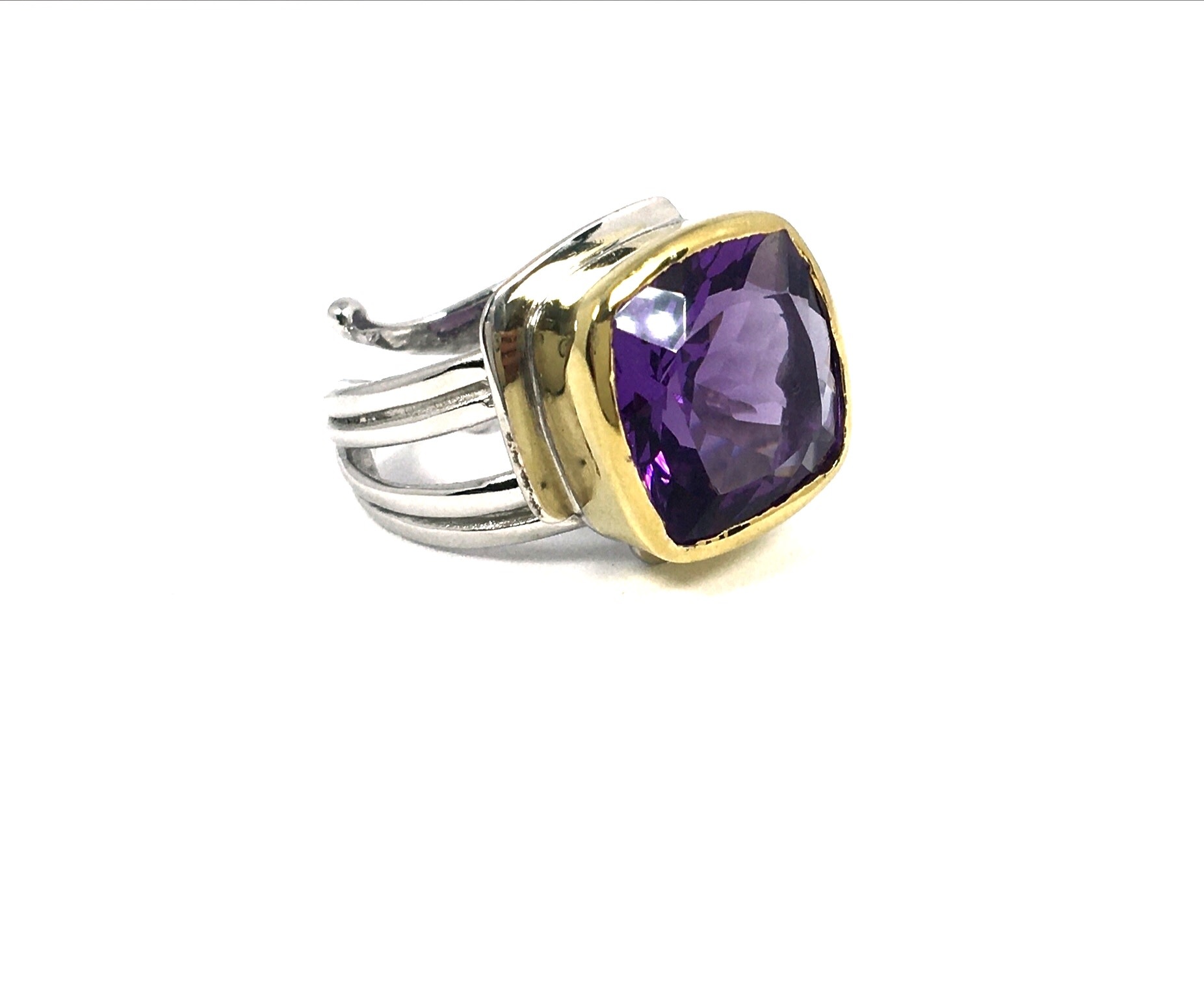 Art Deco Ring - Amethyst Silver/Gold - My Shop...Granny Likes It