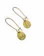 KAIKO STUDIO Hand Stamped Brass Star and Moon Pear Drop Earrings