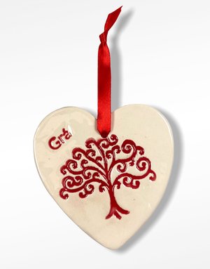 MAPLE TREE POTTERY Ceramic Gra Heart - Red Tree