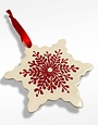 MAPLE TREE POTTERY Ceramic Christmas Decoration - Red Scandinavian Snowflake