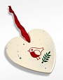 MAPLE TREE POTTERY Ceramic Christmas Decoration - Robin Heart