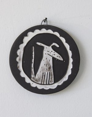 KARO ART Mini Wall Art Tile - Dog Cameo White