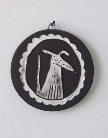 KARO ART Mini Wall Art Tile - Dog Cameo White