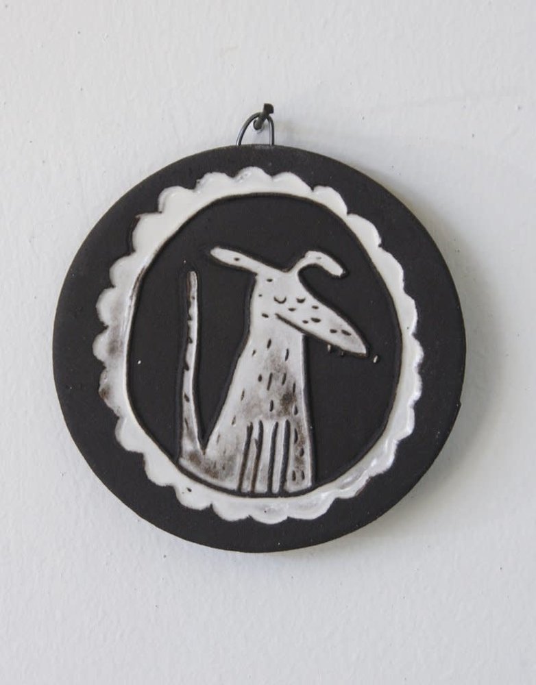 KARO ART Mini Wall Art Tile - Dog Cameo White