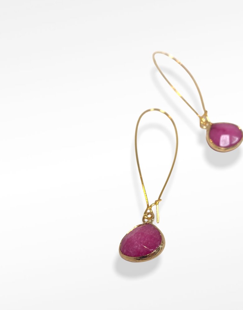 K KAJOUX Rose Jade Teardrop Long Earrings