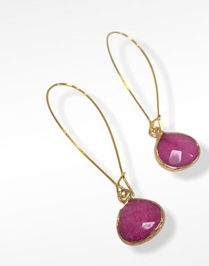 K KAJOUX Rose Jade Teardrop Long Earrings