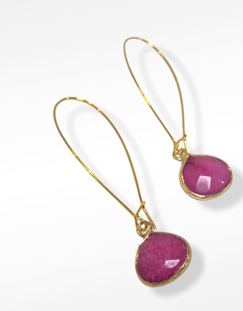 K KAJOUX Rose Jade Teardrop Long Earrings