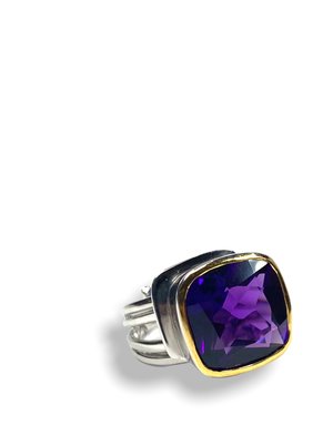 GALLARDO AND BLAINE Art Deco Ring - Amethyst Sil/G