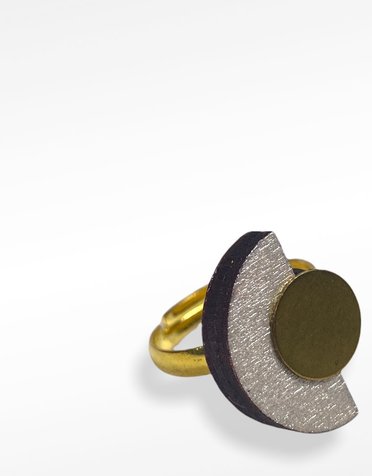 SHOCK OF GREY Moon Ring - Pearlescent & Brass