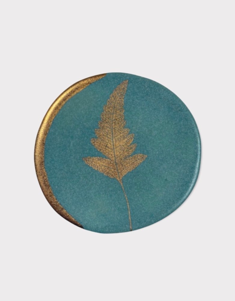 DANU Gold Leaf Ring Dish - Aqua