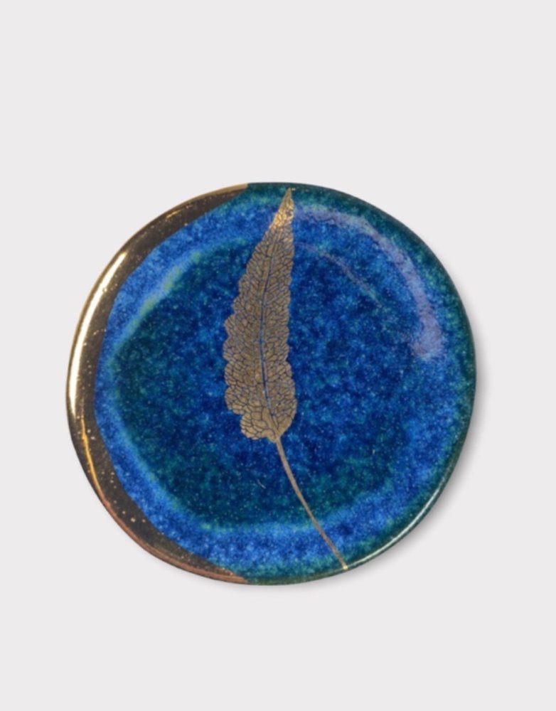 DANU Gold Leaf Ring Dish - Blue