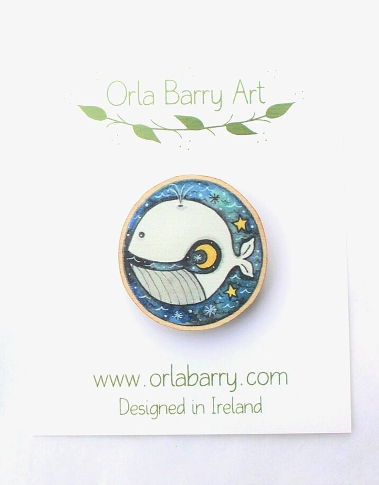 ORLA BARRY Wooden Brooch - Whale