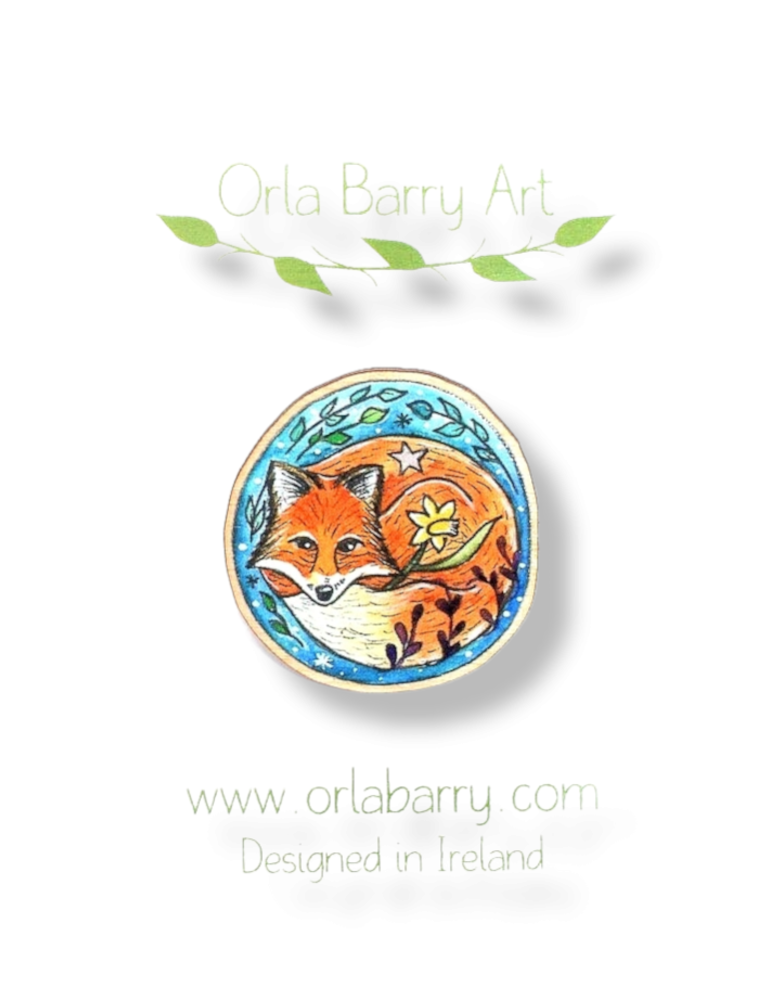 ORLA BARRY Wooden Brooch - Fox