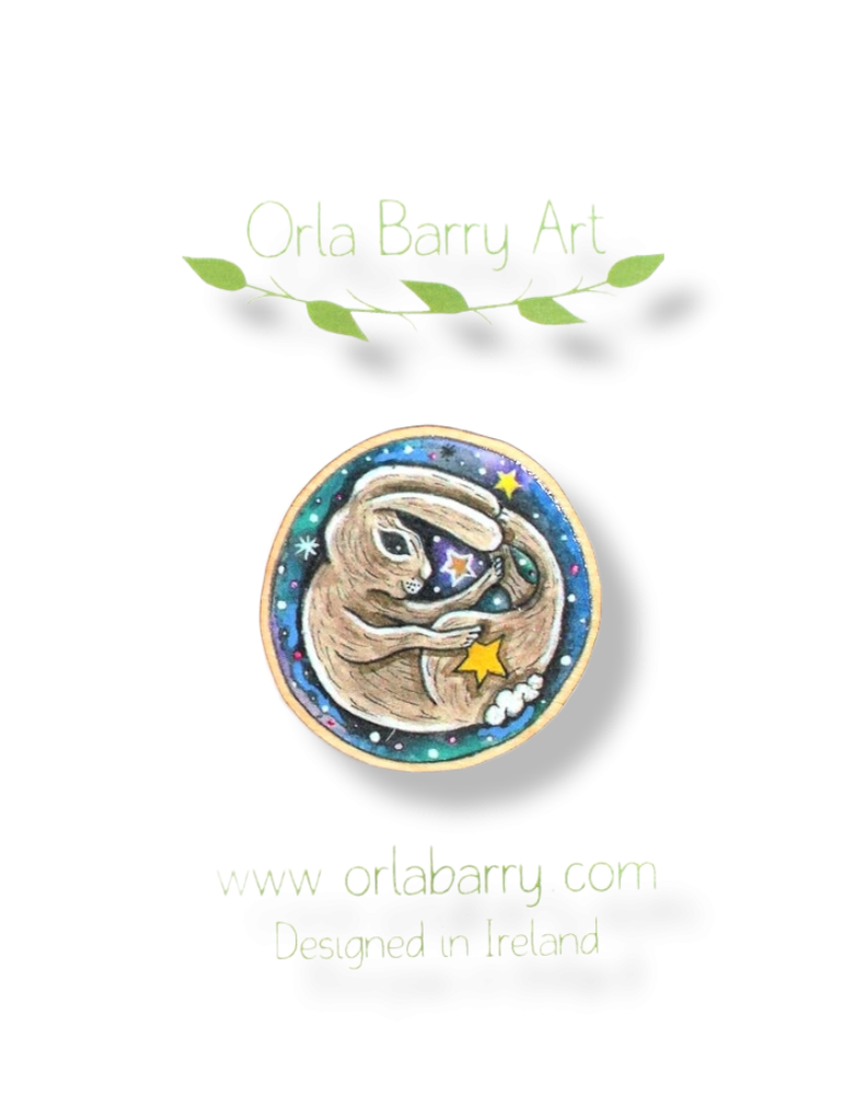 ORLA BARRY Wooden Brooch - Hare