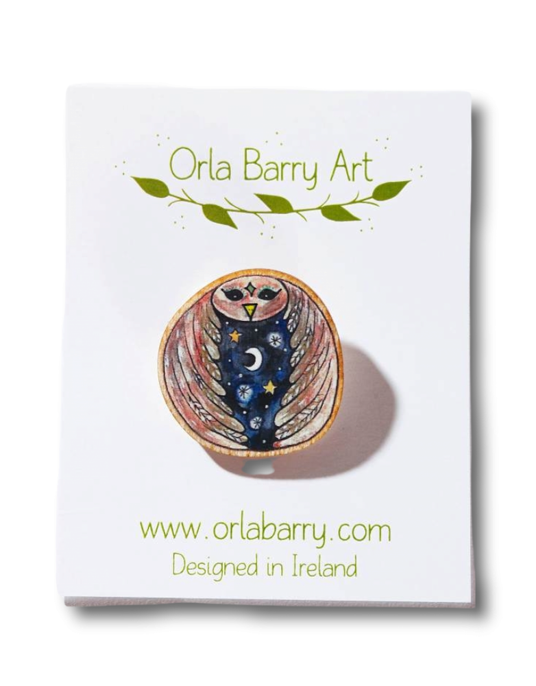 ORLA BARRY Wooden Brooch - Owl