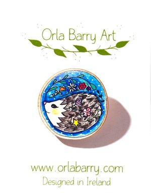 ORLA BARRY Wooden Brooch - Hedgehog