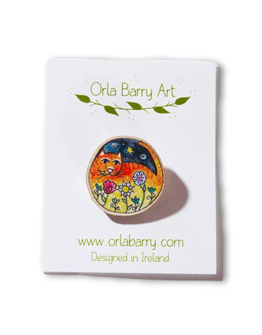 ORLA BARRY Wooden Brooch - Cat