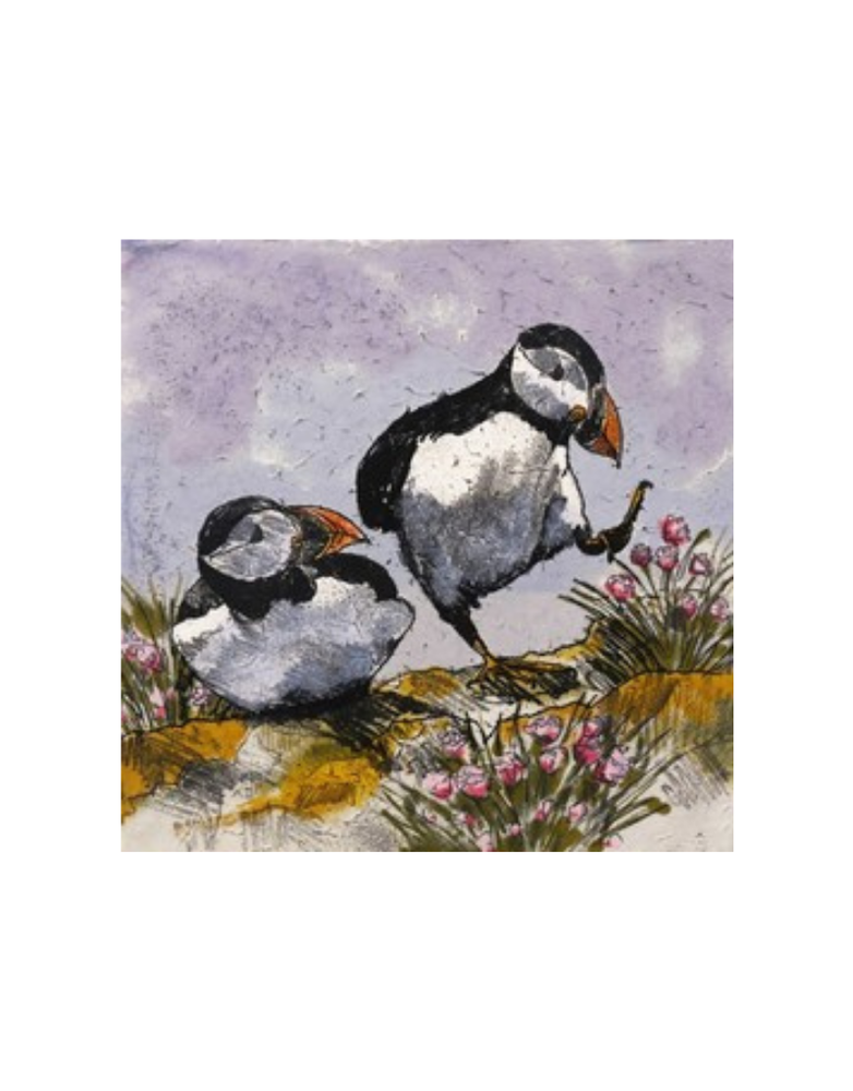 ANNABEL LANGRISH Mini Framed Print - Dancing Puffins